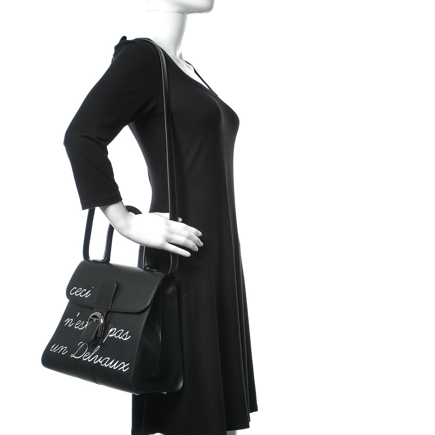 Delvaux Calfskin MM L'Humour Brillant Satchel Black 2 of 9