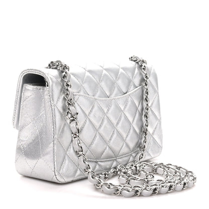 Chanel Metallic Lambskin Quilted Mini Rectangular Flap Silver 3 of 11