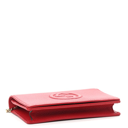 Gucci Pebbled Calfskin Soho Wallet on Chain Hibiscus Red 4 of 8