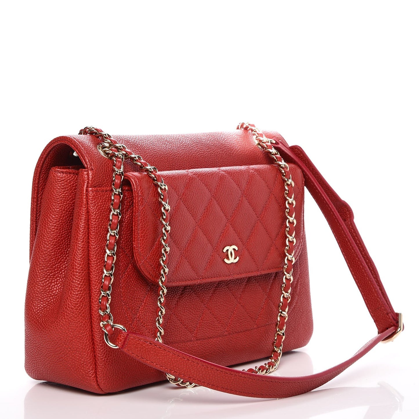 Caviar Quilted Small Flap Red