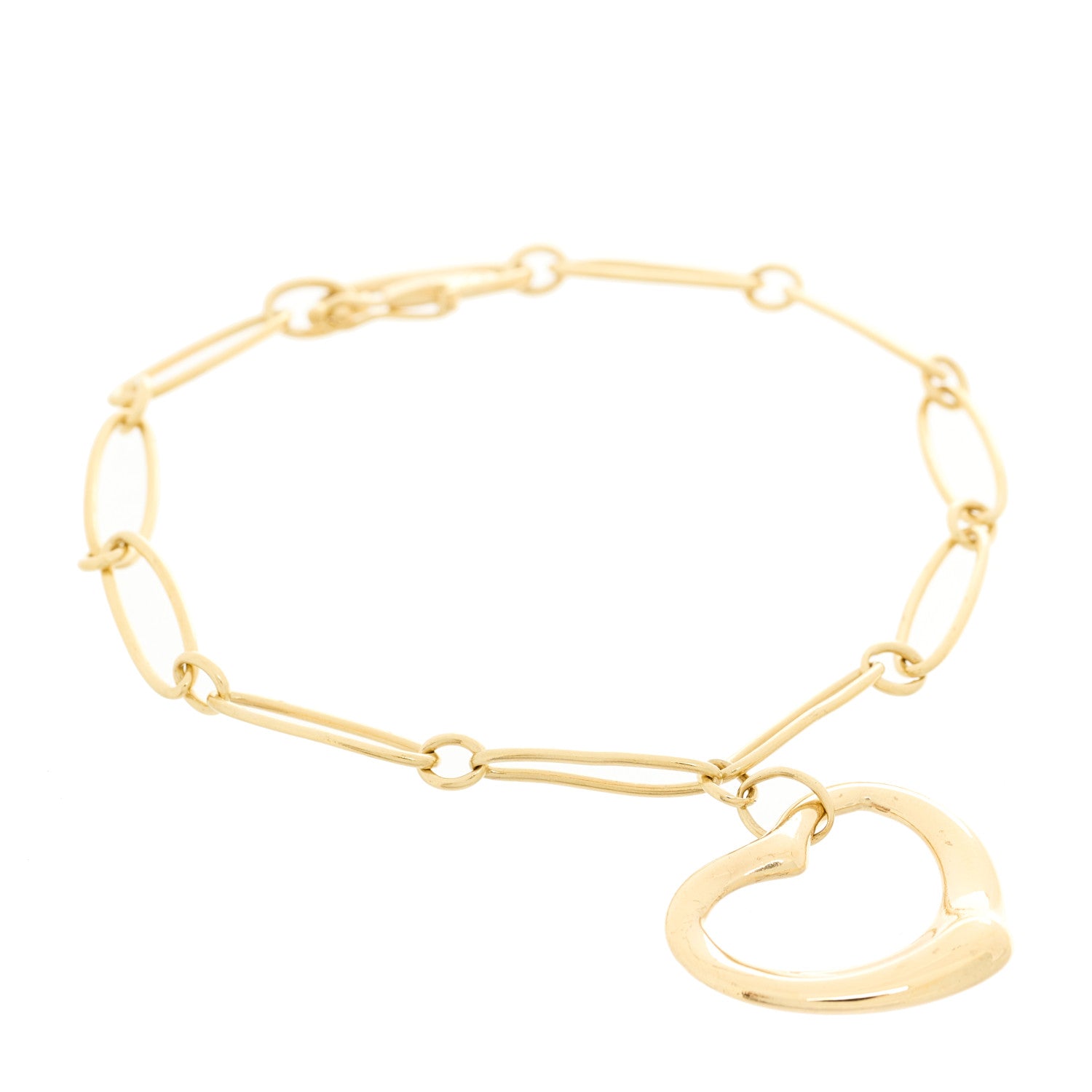 Tiffany 18K Yellow Gold Elsa Peretti Open Heart Link Bracelet 1 of 3
