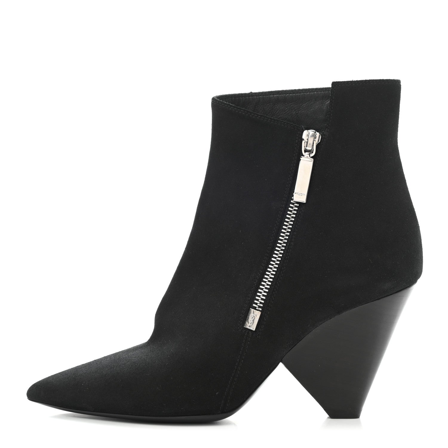 Saint Laurent Suede Soho Niki 85 Zip Booties 37.5 Black 1 of 9
