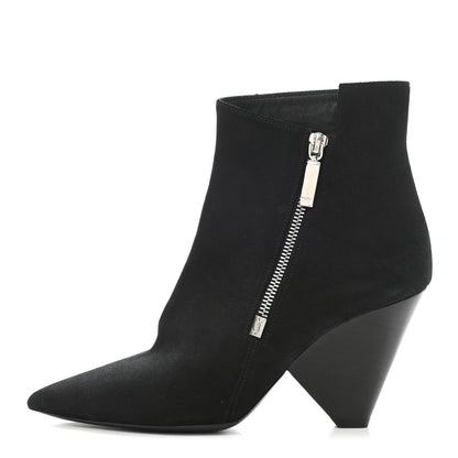 Saint Laurent Suede Soho Niki 85 Zip Booties 37.5 Black 1 of 9