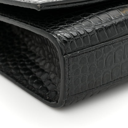Saint Laurent Calfskin Crocodile Embossed Medium Classic Monogram Kate Tassel Satchel Black 14 of 19