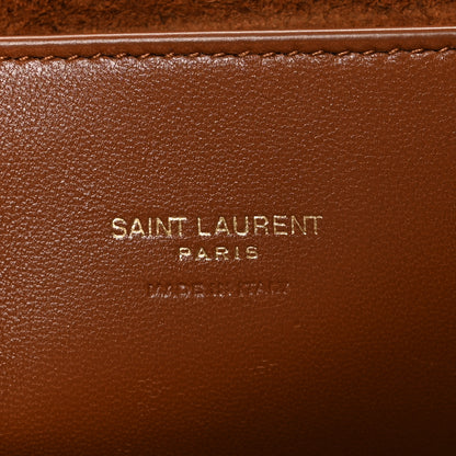 Saint Laurent Calfskin Crocodile Embossed Suede Medium Reversible Monogram Kate Satchel Military Taupe 6 of 11