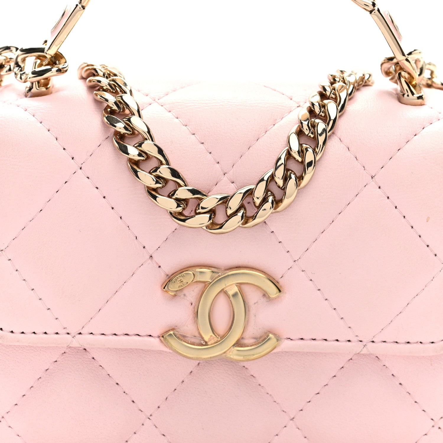 Chanel Lambskin Quilted Pick Me Up Clutch With Chain Pink 8 of 10