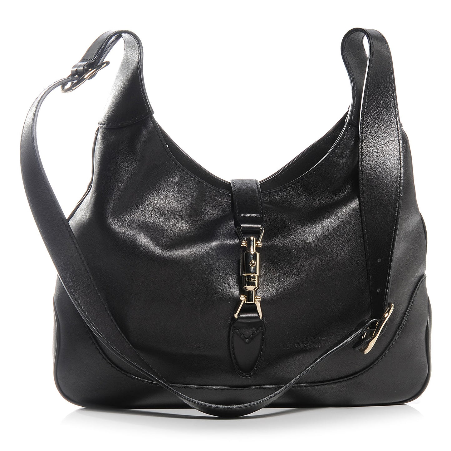 Leather Jackie Medium Shoulder Bag Black