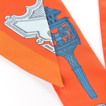 Hermes Silk Merveilleuses Lanternes Twilly Orange Cobalt Gris Bleuete 6 of 6