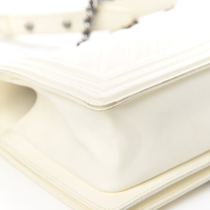 Chanel Lambskin Chevron Quilted Medium Boy Flap Ivory 10 of 12