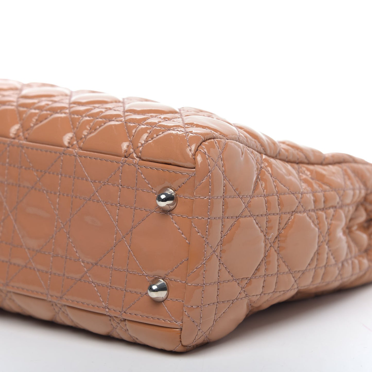 Patent Cannage Medium Dior Soft Shopping Tote Brown