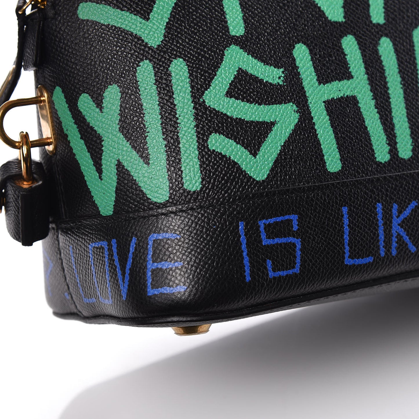 Signature Grained Calfskin Graffiti S Ville Top Handle Bag Black Multicolor