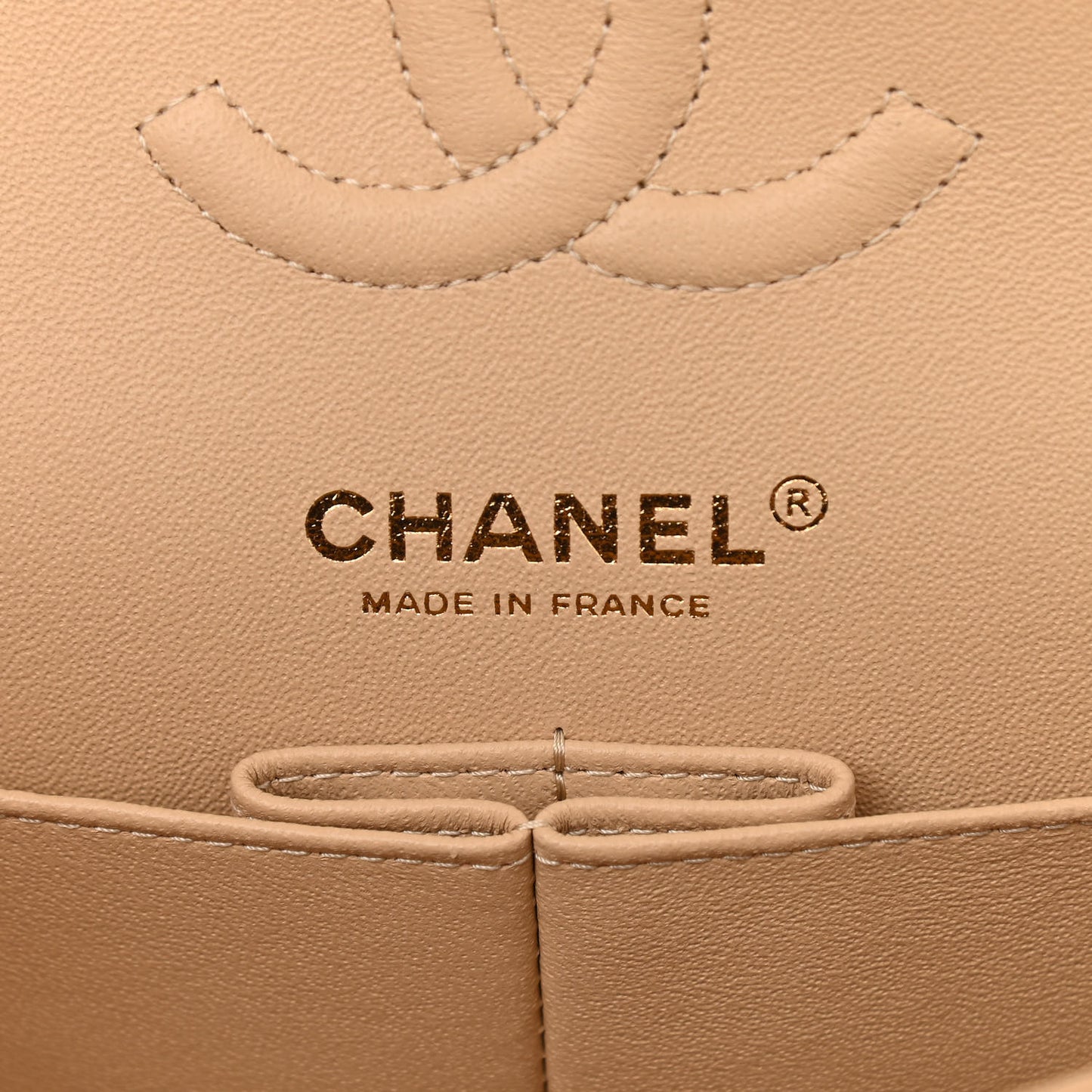 Caviar Quilted Small Double Flap Beige