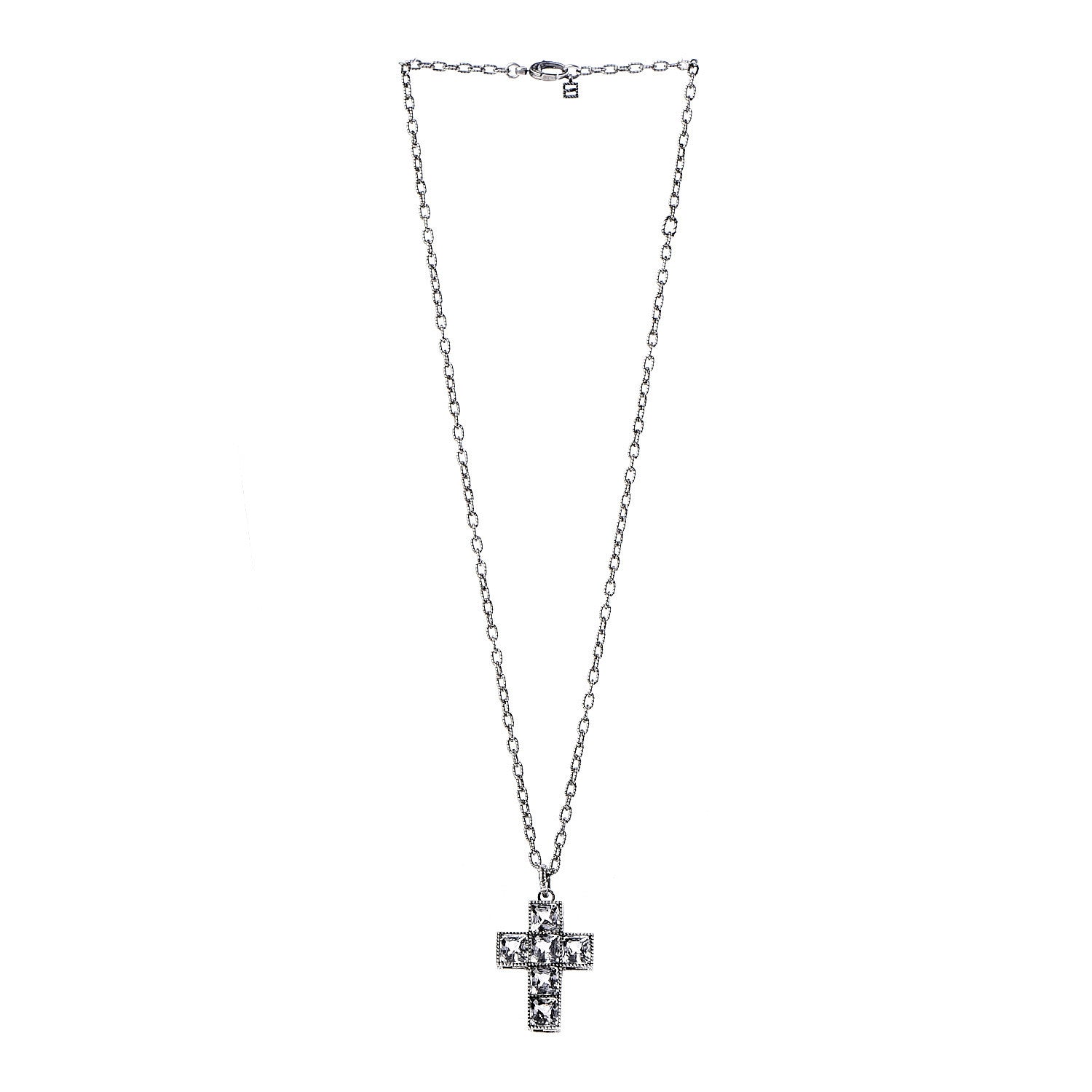 Gucci Sterling Silver Quartz Square G Cross Pendant Necklace 3 of 7