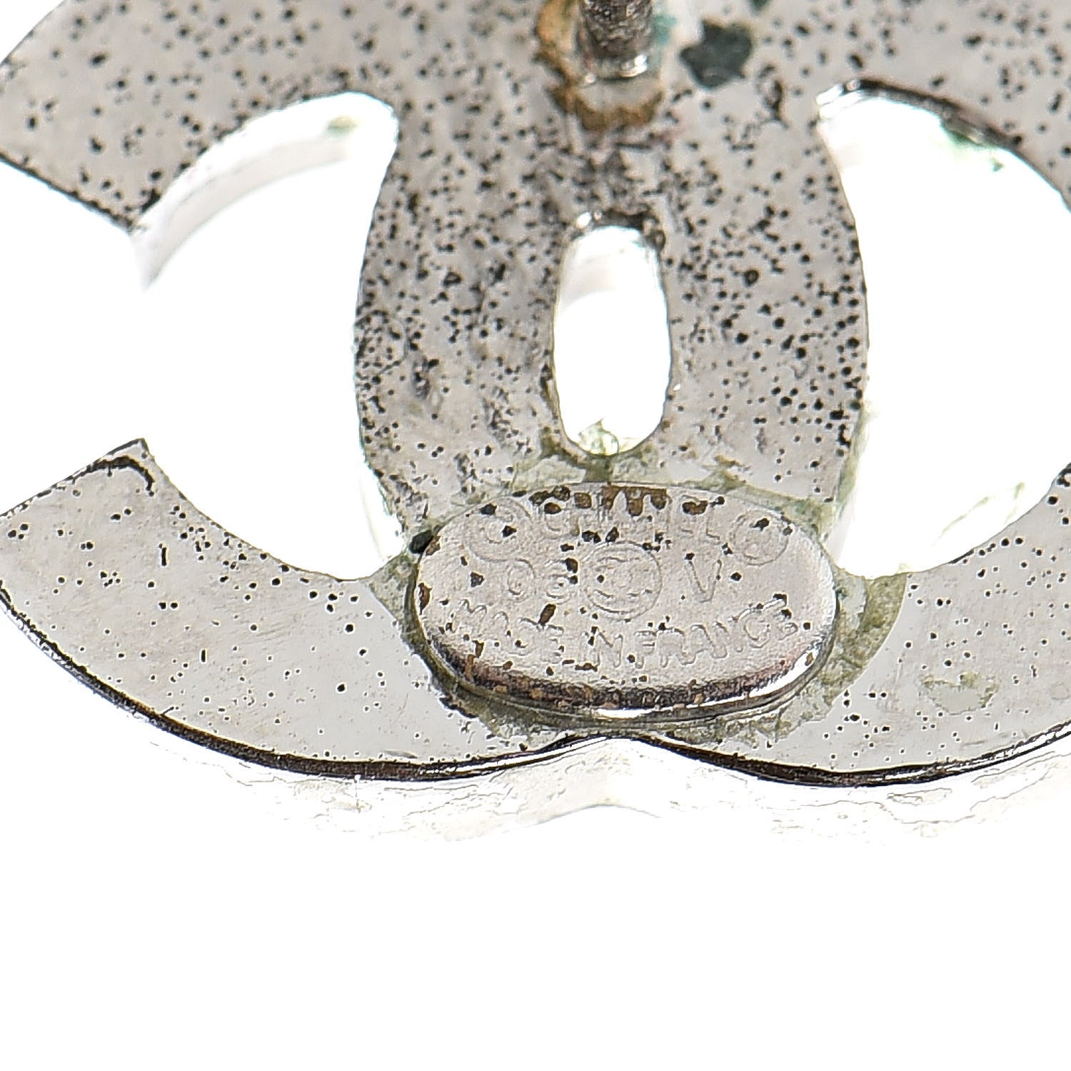 Chanel Crystal Timeless CC Earrings Silver 4 of 6