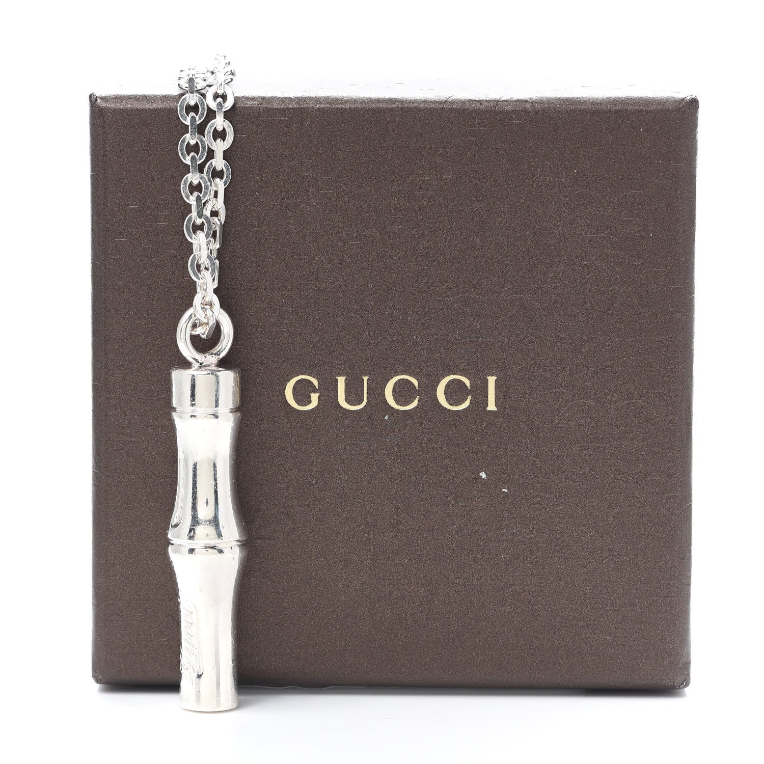 Gucci Sterling Silver Bamboo Pendant Necklace 5 of 5