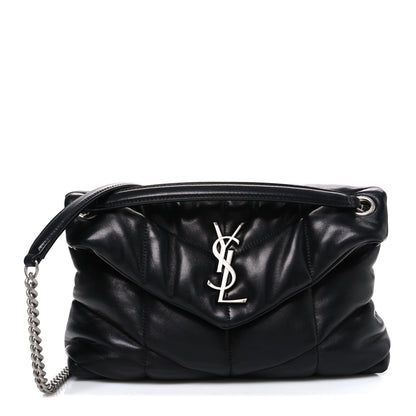 Saint Laurent Lambskin Quilted Small Loulou Puffer Monogram Chain Satchel Black 1 of 10