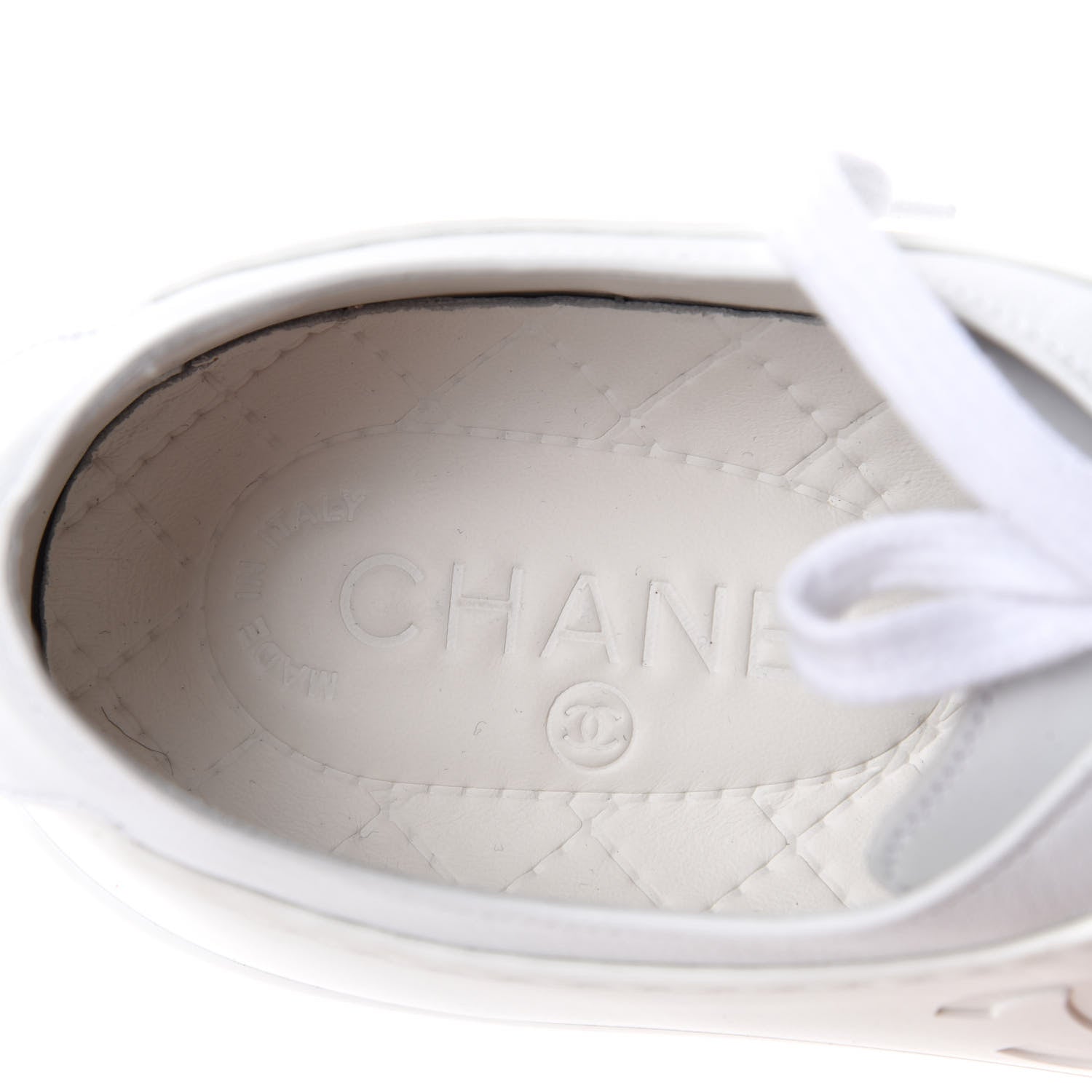 Chanel Calfskin Gum Womens CC Sneakers 40 White 8 of 11
