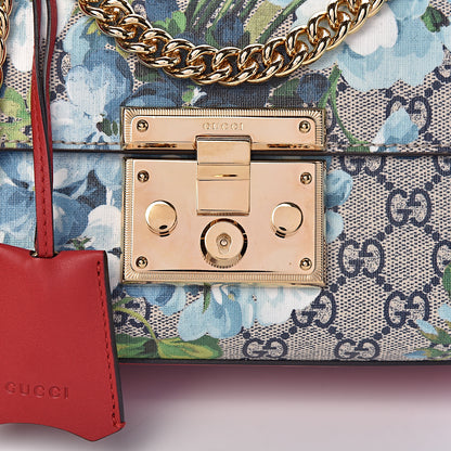 Gucci GG Supreme Monogram Blooms Small Padlock Shoulder Bag Beige Blue Navy Hibiscus Red 8 of 10