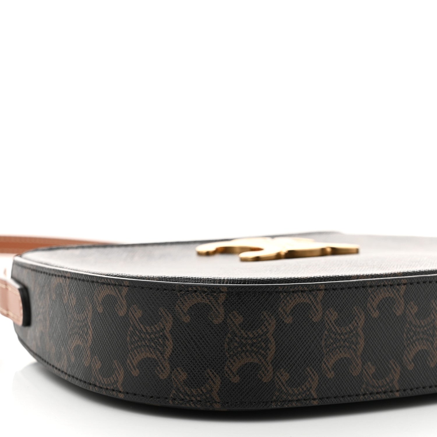 Celine Triomphe Canvas Calfskin Medium Tilly Triomphe Shoulder Bag Tan 8 of 9