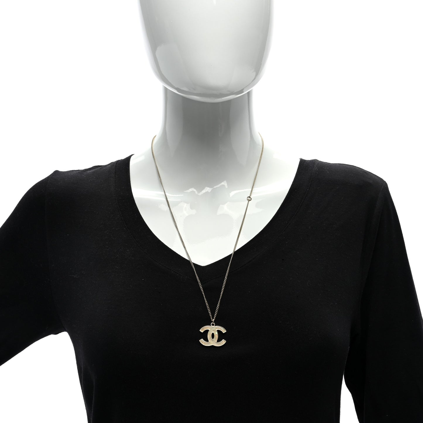 Mother of Pearl CC Necklace Gold