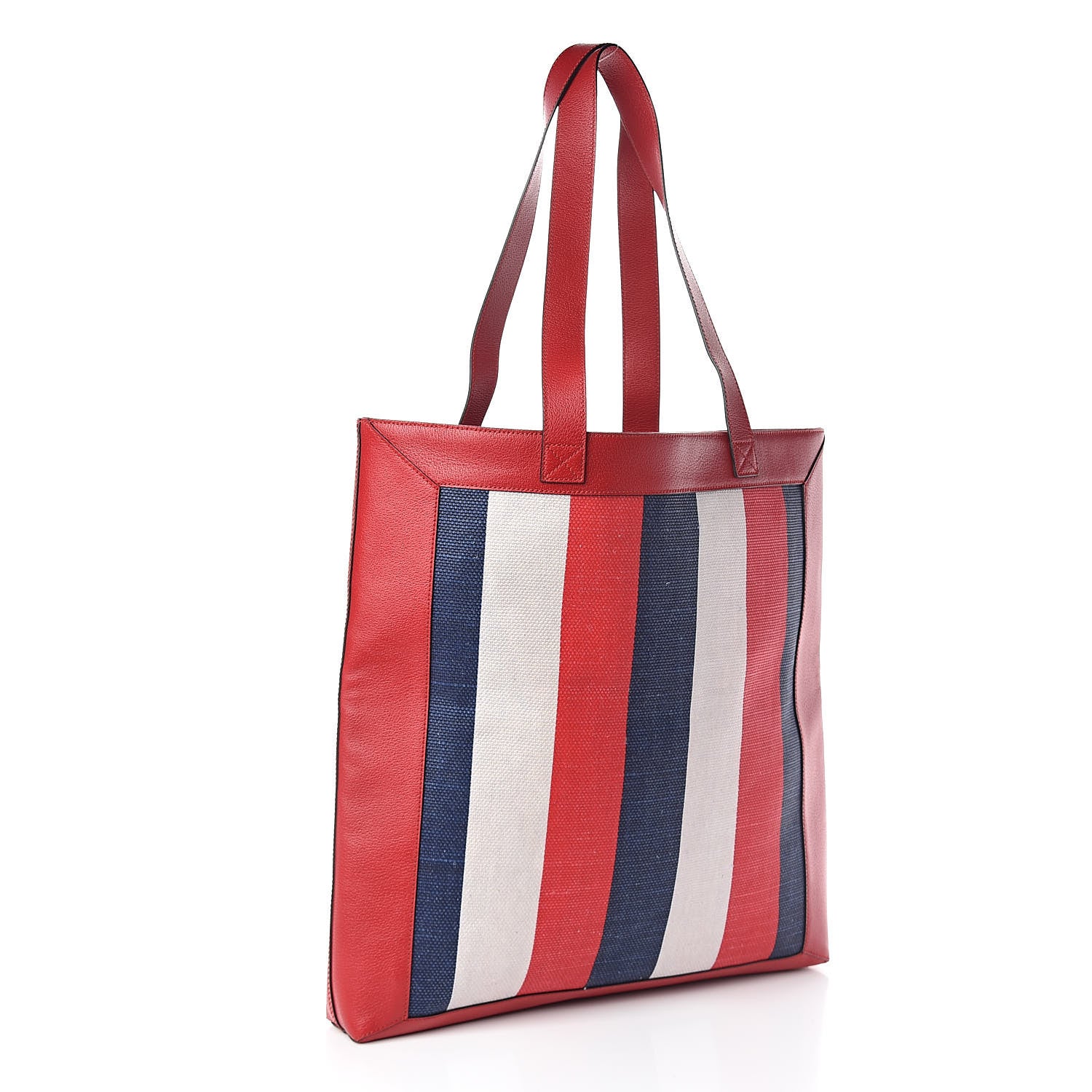 Gucci Canvas Calfskin Sylvie Stripe Logo Mens Tote Red White Blue 3 of 8