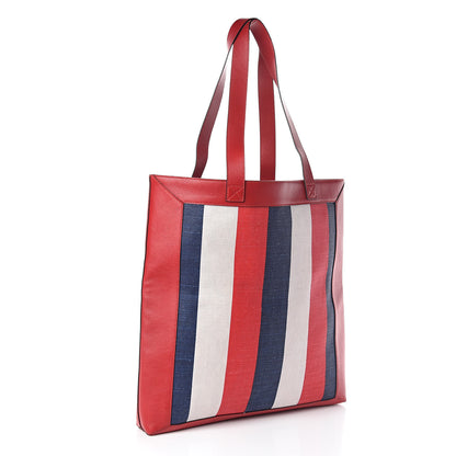 Gucci Canvas Calfskin Sylvie Stripe Logo Mens Tote Red White Blue 3 of 8