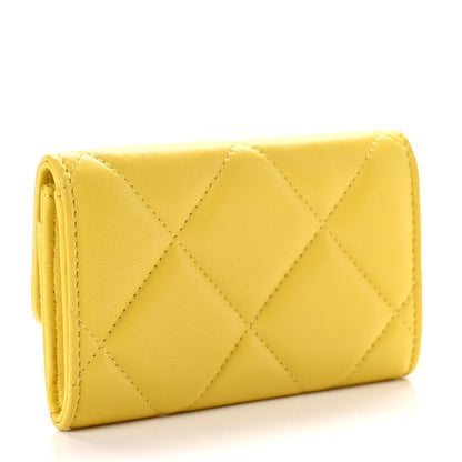 Chanel Lambskin Quilted Chanel 19 Flap Card Holder Yellow 3 of 8