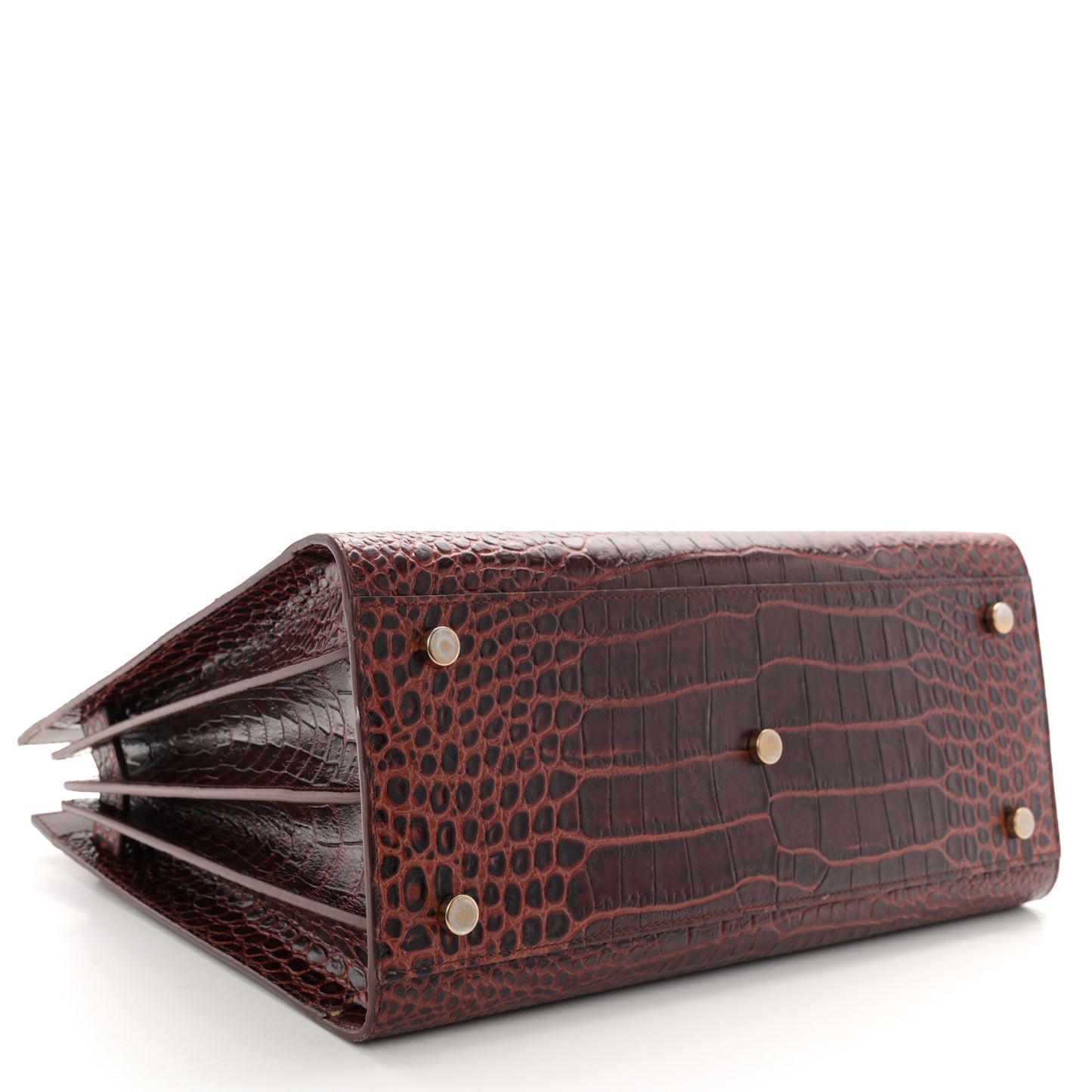 Calfskin Crocodile Embossed Small Sac De Jour Dark Blood