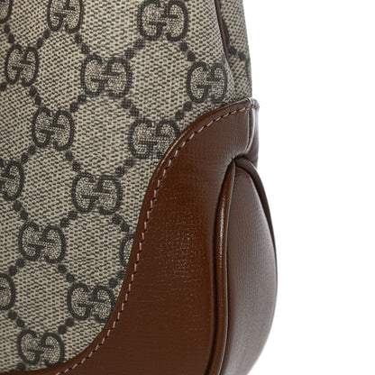 Gucci GG Supreme Monogram Azalea Calfskin Web Small Jackie 1961 Hobo Beige Ebony Brown Sugar 12 of 18