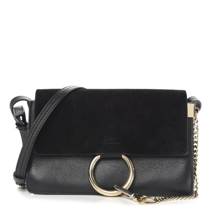 Chloe Suede Calfskin Small Faye Shoulder Bag Black 1 of 10