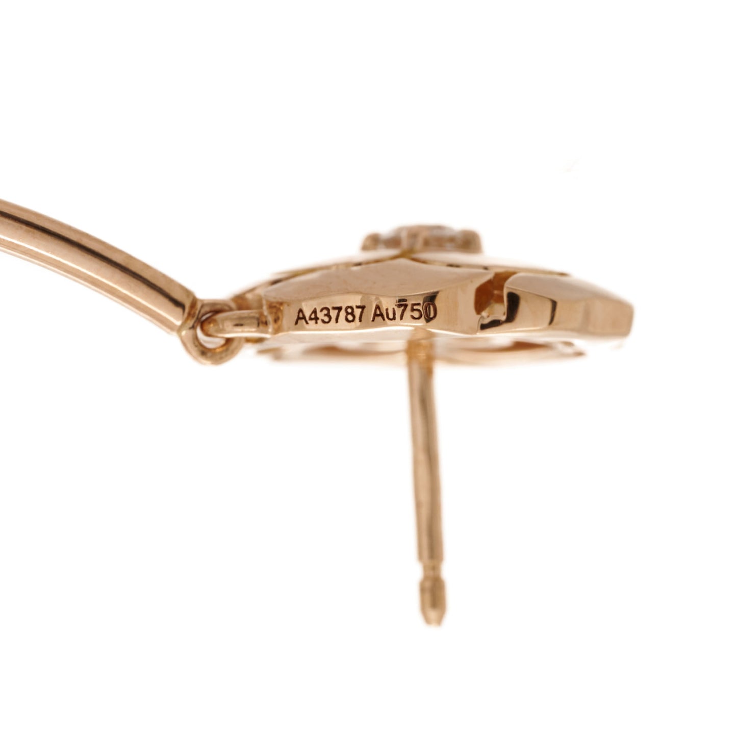 18K Rose Gold Diamond Extrait de Camelia Hoop Earrings