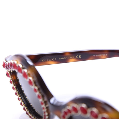 Gucci Acetate Crystal Studded Cat Eye Sunglasses GG0045S Tortoise 6 of 8