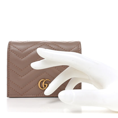Gucci Calfskin Matelasse GG Marmont Card Case Wallet Porcelain Rose 2 of 8