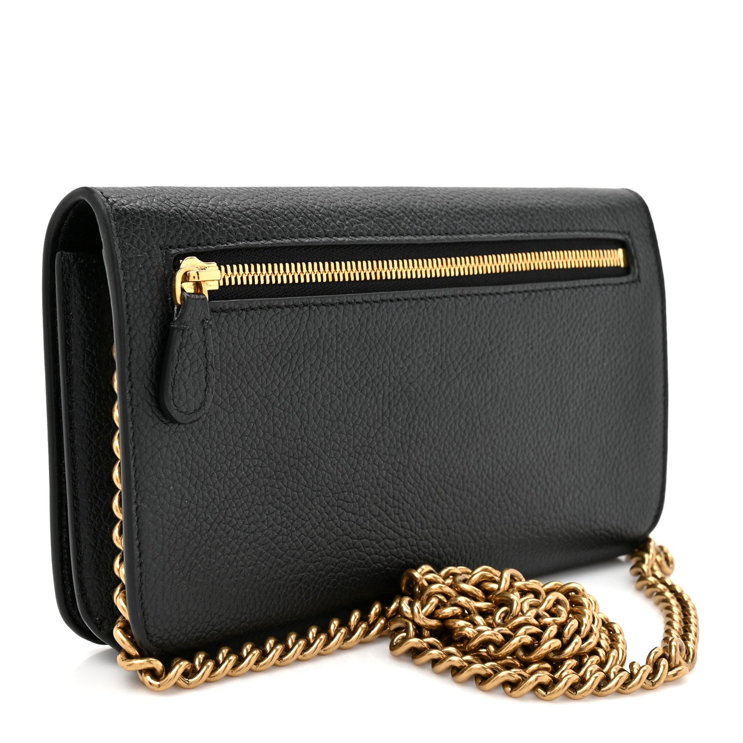 Grained Calfskin Logo Cash Phone Holder Wallet On Chain Black White
