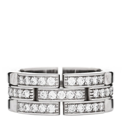 Cartier 18K White Gold Diamond Maillon Panthere 3 Half Rows Paved Ring 53 6.25 1 of 4
