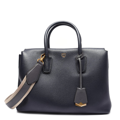 MCM Grained Calfskin Medium Milla Tote Phantom Grey 1 of 11