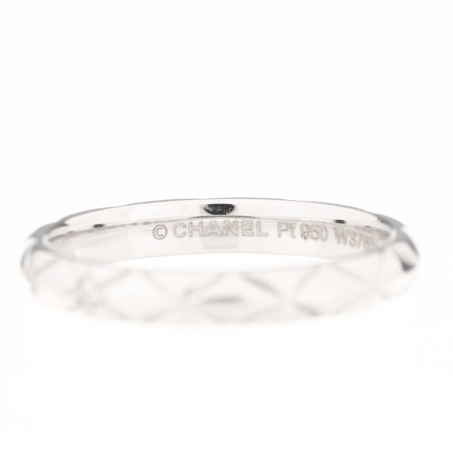 Chanel Platinum Diamond Small Matelasse Ring 48 4.5 6 of 7