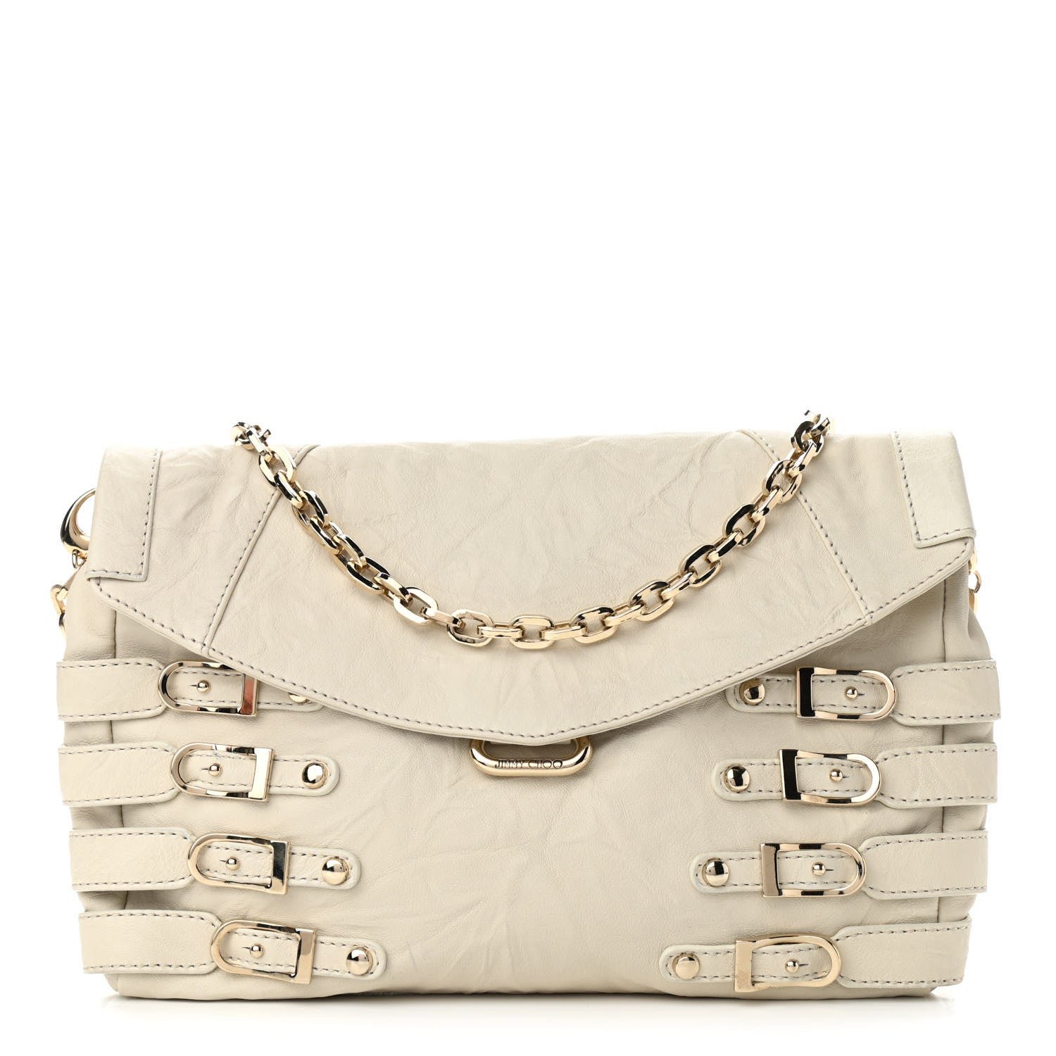 Jimmy Choo Lambskin Brix Convertible Clutch White 1 of 10