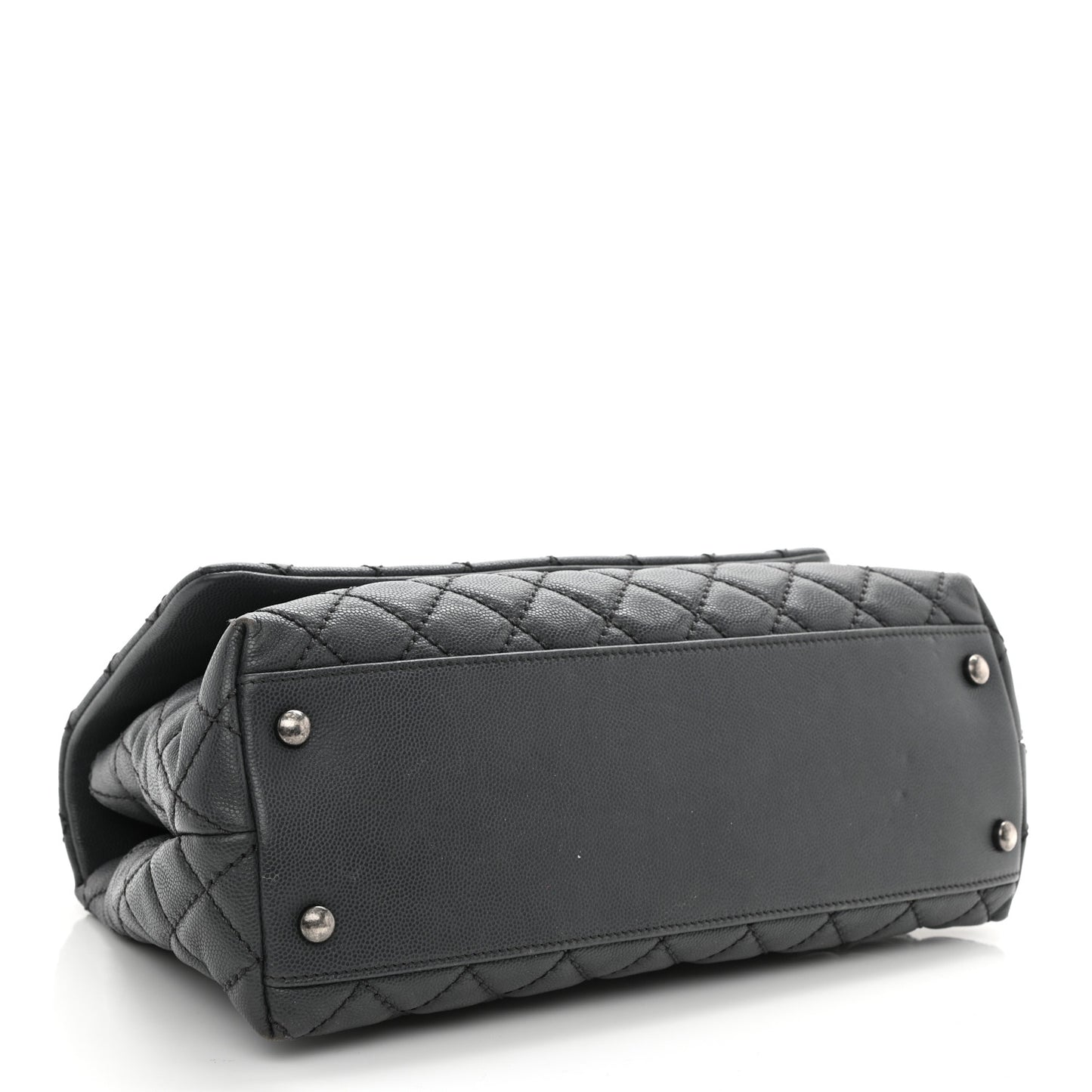 Caviar Quilted Small Coco Handle Flap Grey