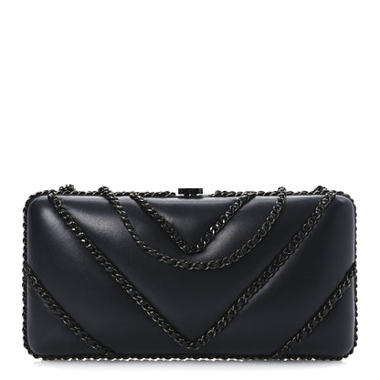 Chanel Lambskin Chevron Quilted Chain Around Clutch Black 1 of 11