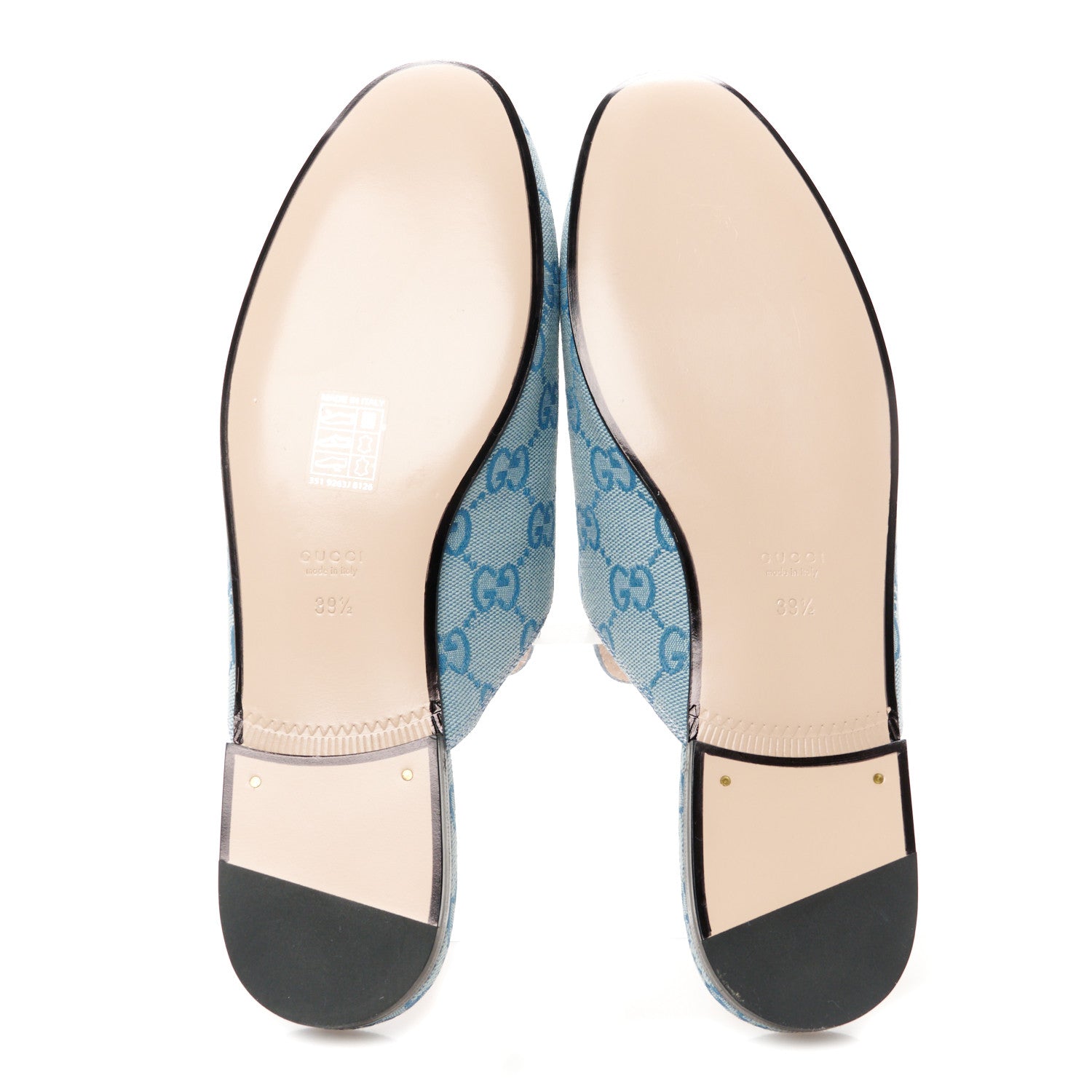 Gucci Canvas GG Monogram Nappa Womens Princetown Slippers 39.5 Porcelain Light Blue Dark Porcelain Light Blue 5 of 8
