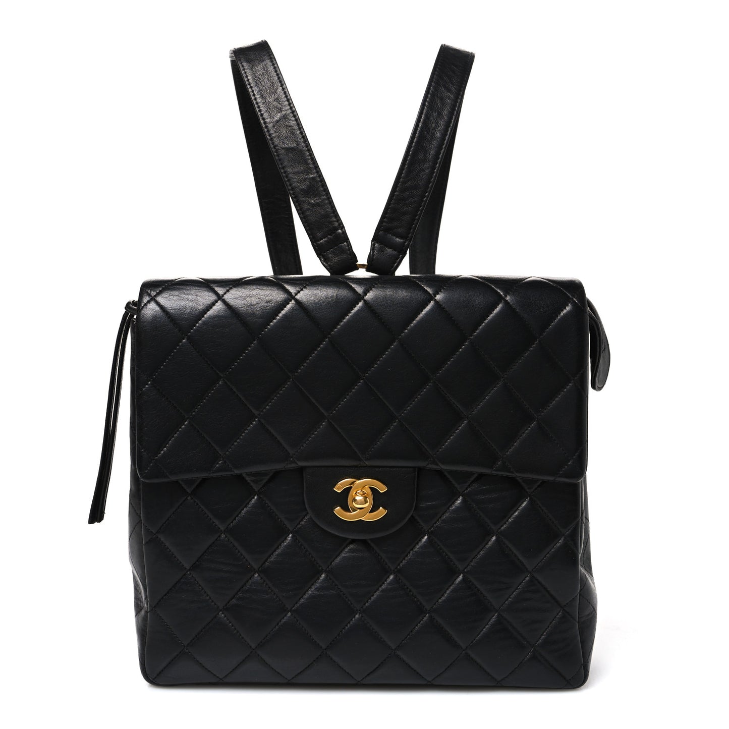 Lambskin Quilted Backpack Black