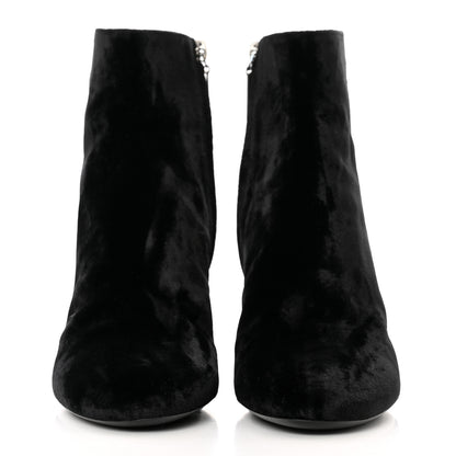 Saint Laurent Velvet Loulou Ankle Boots 37 Black 2 of 9
