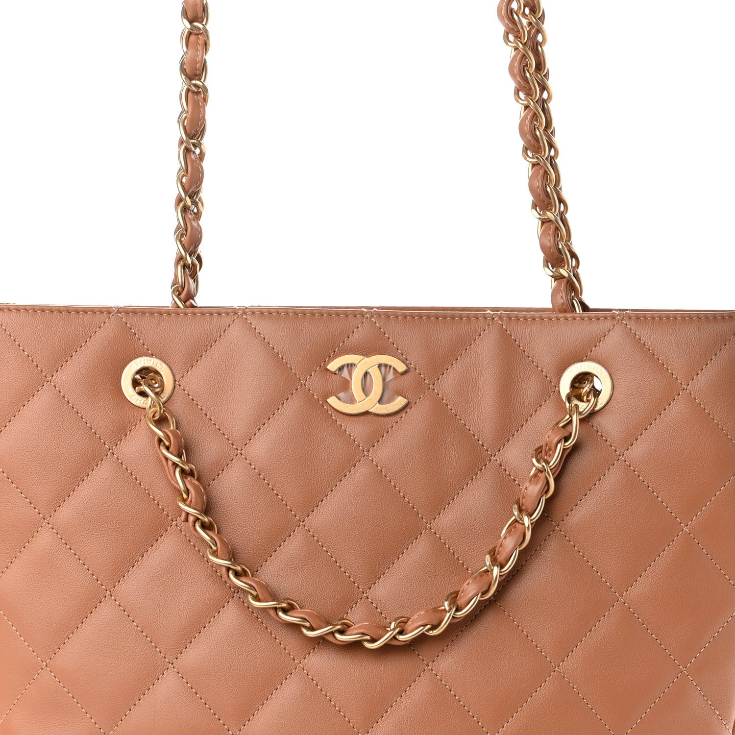 Chanel Calfskin Stitched Large Shopping Bag Brown 8 of 9