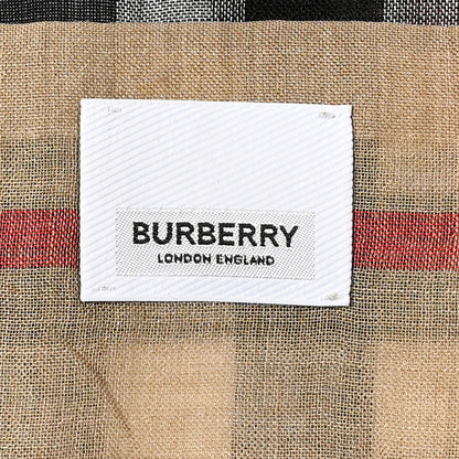 Burberry Wool Silk Gauze Giant Check Lightweight Scarf Camel 3 of 3