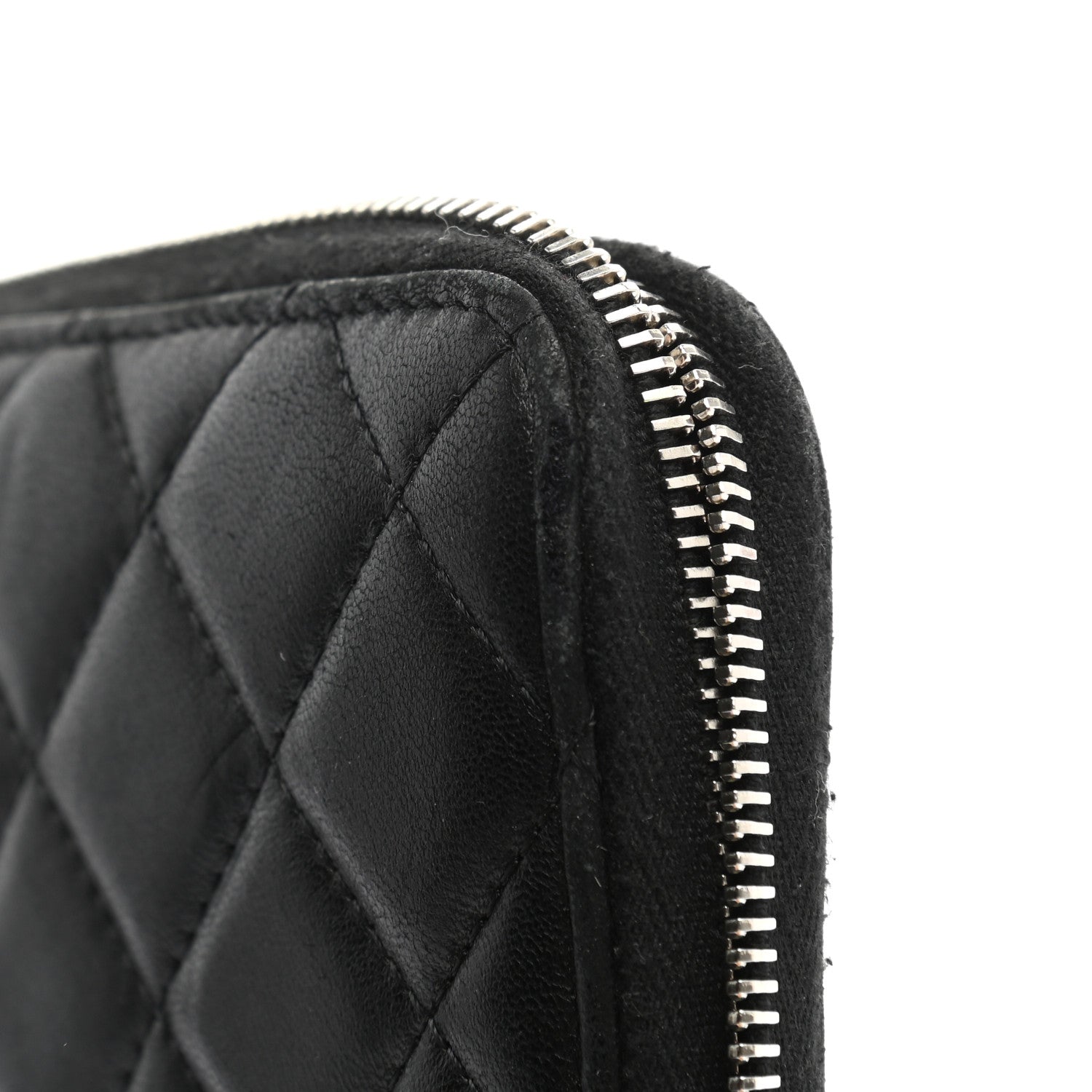 Chanel Lambskin Quilted Large Gusset Zip Around Wallet Black 13 of 13