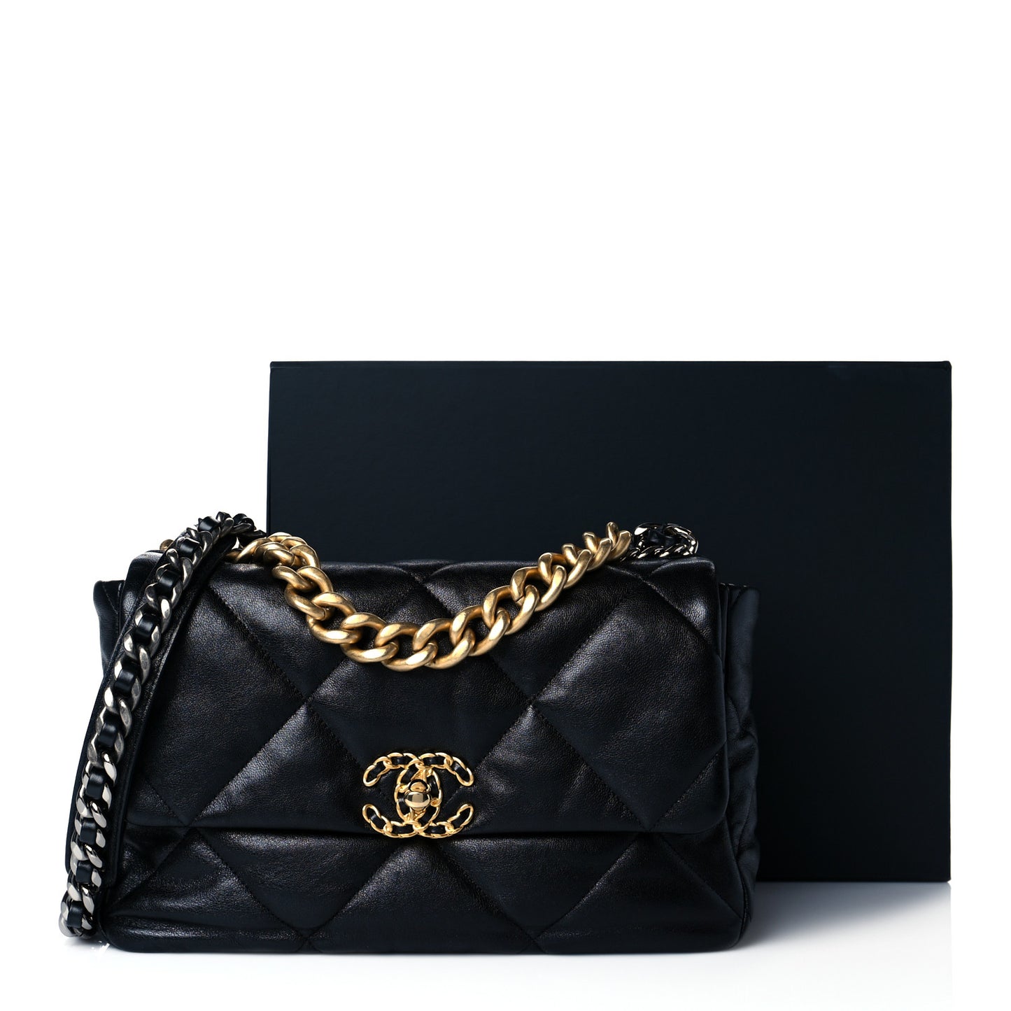 Lambskin Quilted Large Chanel 19 Flap Black