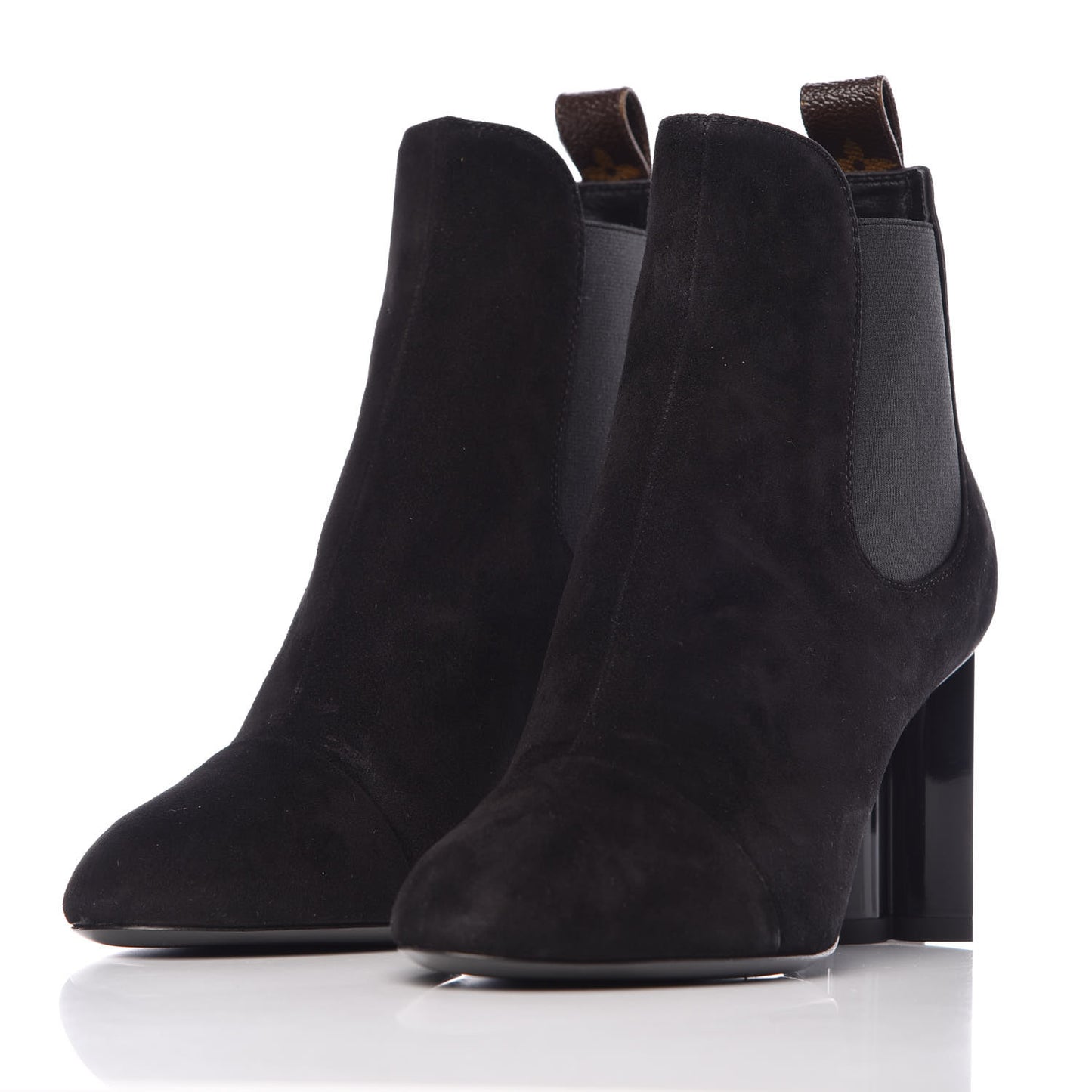 Suede Monogram Uniformes Cap Toe Chelsea 80mm Ankle Boots 37.5 Black