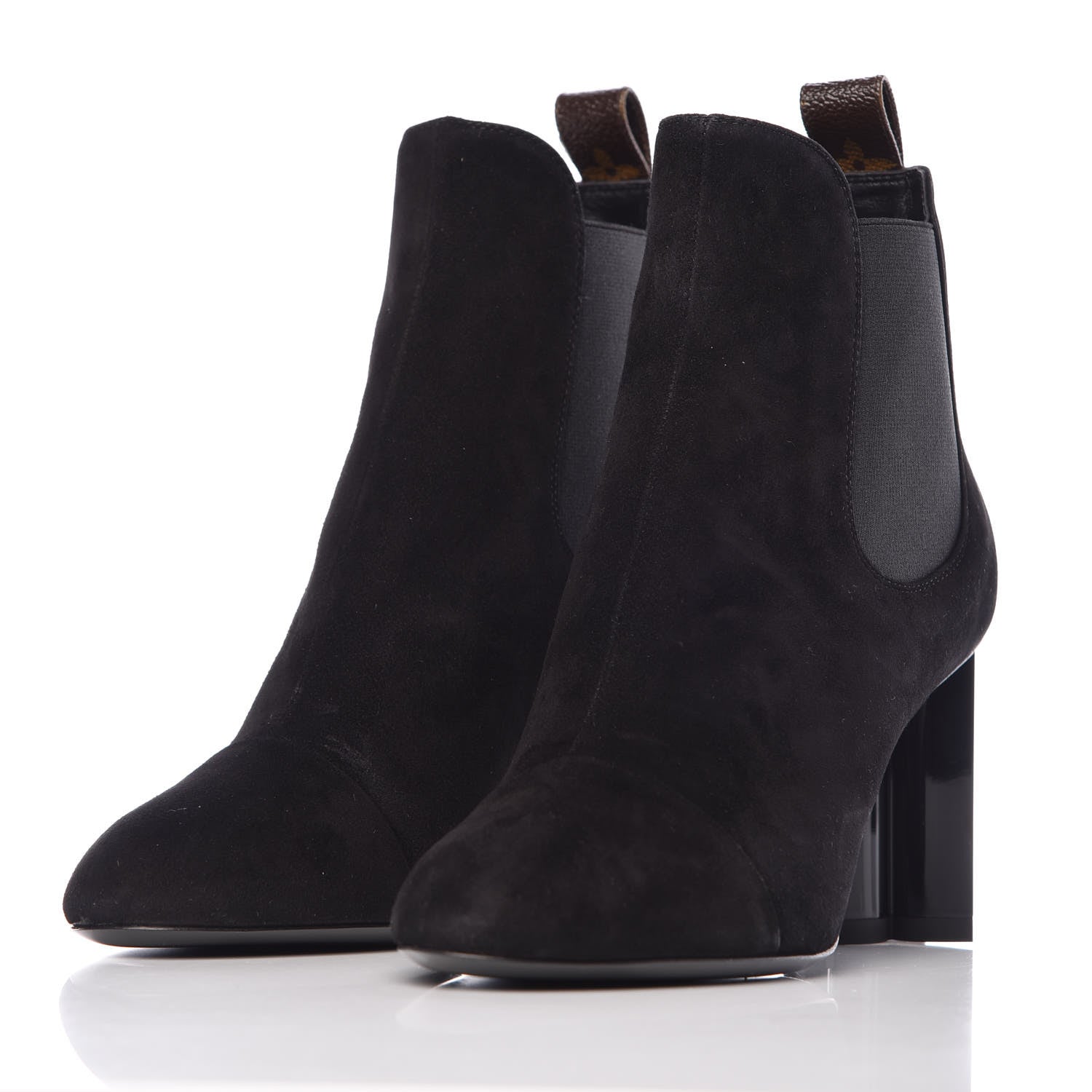 Louis Vuitton Suede Monogram Uniformes Cap Toe Chelsea 80mm Ankle Boots 37.5 Black 2 of 7