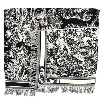 Christian Dior Cotton Toile De Jouy Reverse Towel Black Ivory 2 of 3